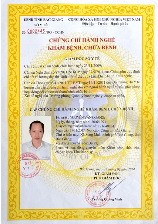 Chứng chỉ hành nghề